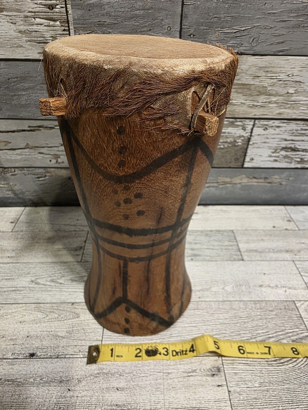 Handcrafted Wooden Djembe-Style Drum in Natural Brown